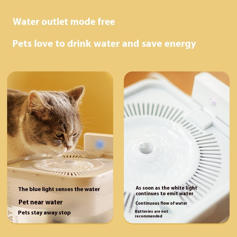 KFX-6620221 Translucent White 2.5L Wireless Induction Pet Water Dispenser for Cats