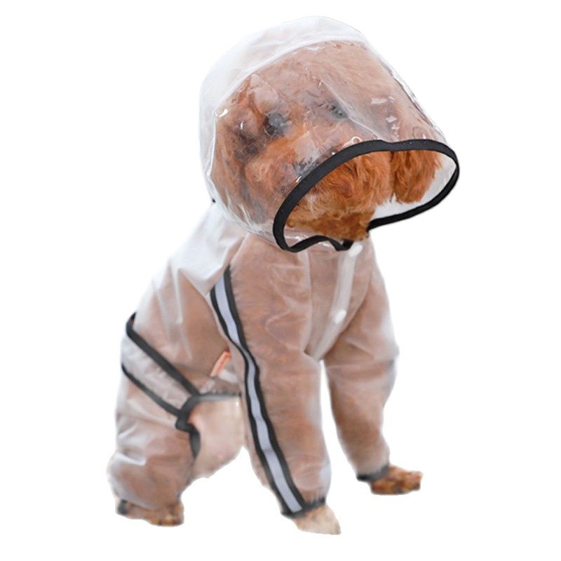 KFX-6620733 Waterproof Transparent Dog Raincoat for Small Breeds with Reflective Strips
