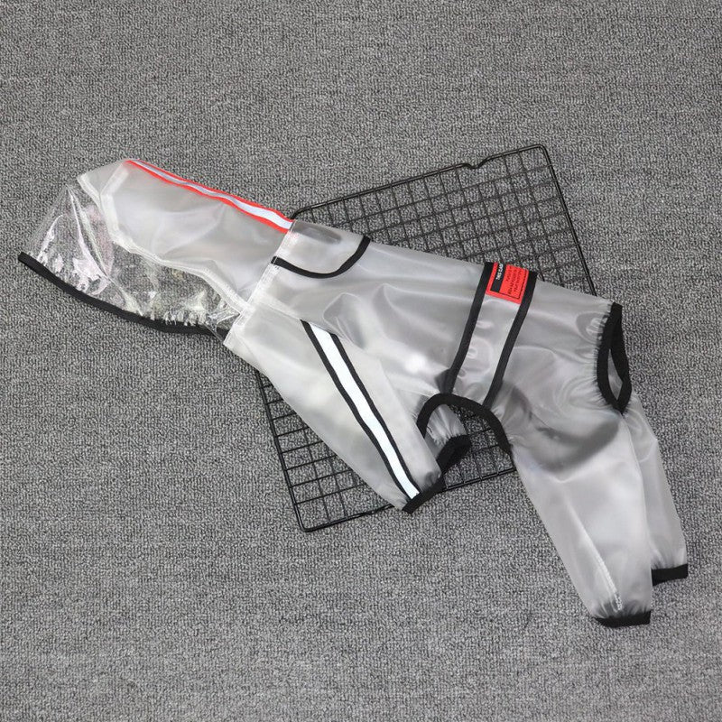 KFX-6620733 Waterproof Transparent Dog Raincoat for Small Breeds with Reflective Strips