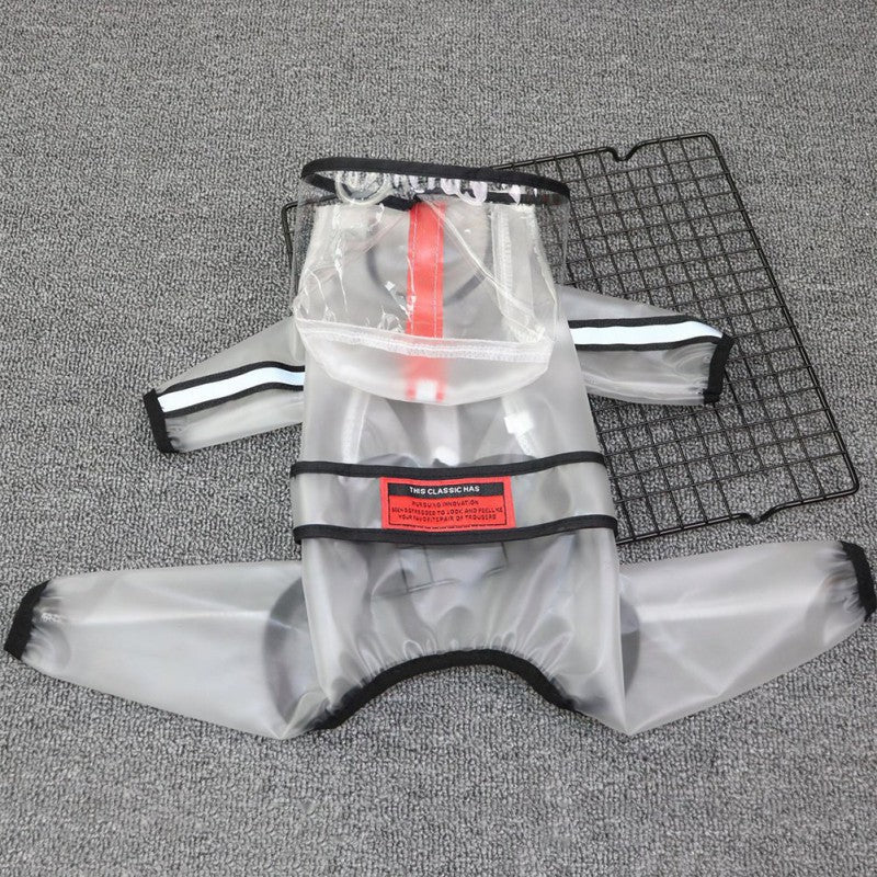 KFX-6620733 Waterproof Transparent Dog Raincoat for Small Breeds with Reflective Strips