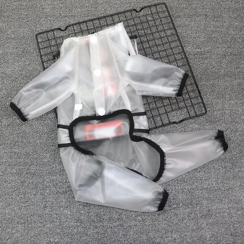 KFX-6620733 Waterproof Transparent Dog Raincoat for Small Breeds with Reflective Strips