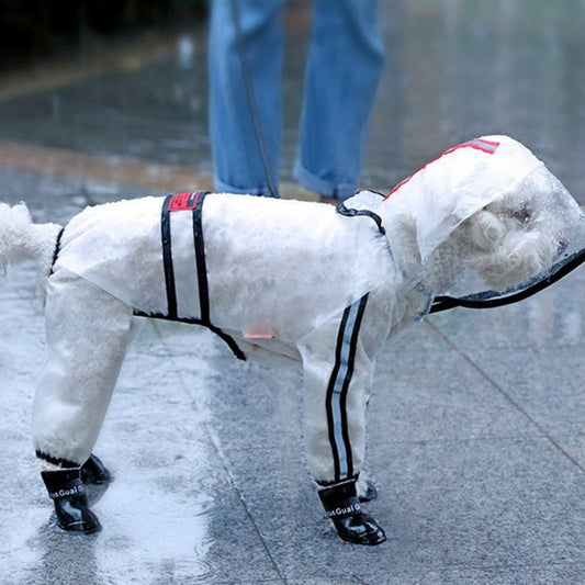 KFX-6620733 Waterproof Transparent Dog Raincoat for Small Breeds with Reflective Strips
