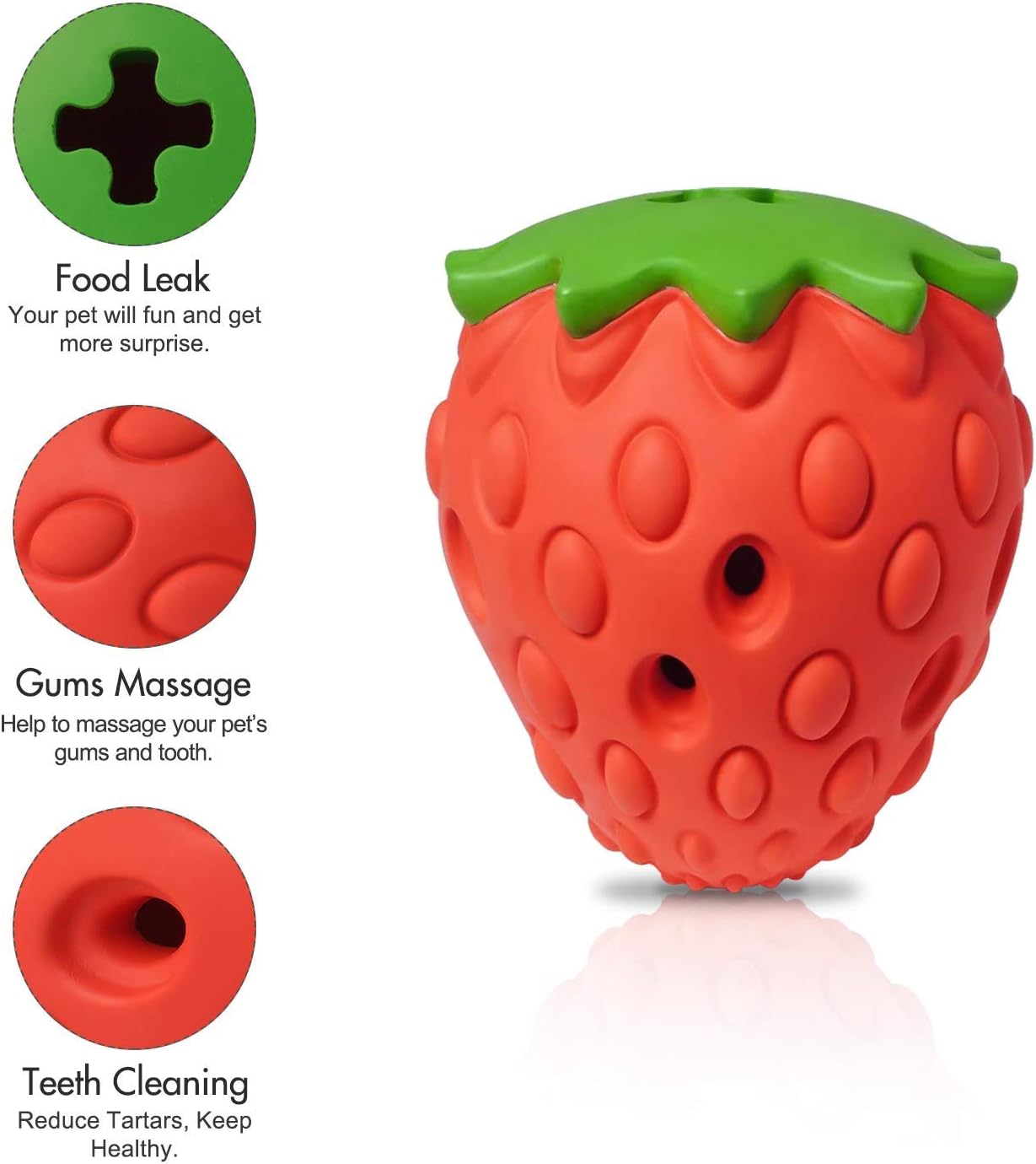 KFX-6621629 Durable Strawberry Dog Chew Toy for Aggressive Chewers with IQ Training Features