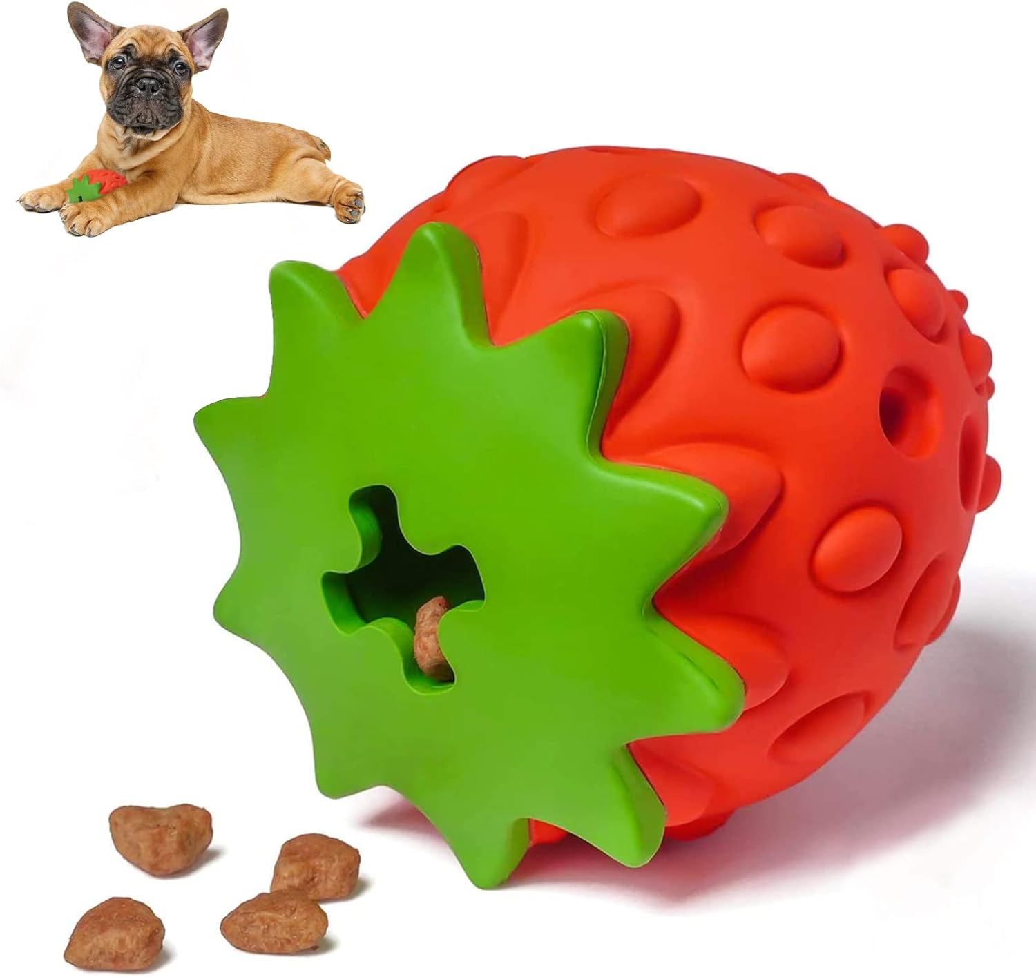 KFX-6621629 Durable Strawberry Dog Chew Toy for Aggressive Chewers with IQ Training Features