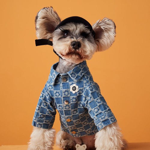 KFX-6621757 Floral Polka Dot Casual Shirt Dress for Puppies – Cotton Material, XS to XXL Sizes
