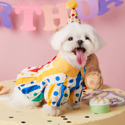 KFX-6621757 Floral Polka Dot Casual Shirt Dress for Puppies – Cotton Material, XS to XXL Sizes