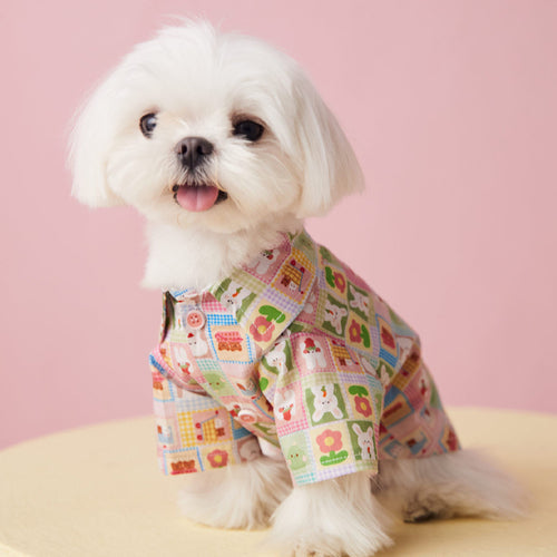 KFX-6621757 Floral Polka Dot Casual Shirt Dress for Puppies – Cotton Material, XS to XXL Sizes