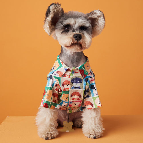 KFX-6621757 Floral Polka Dot Casual Shirt Dress for Puppies – Cotton Material, XS to XXL Sizes