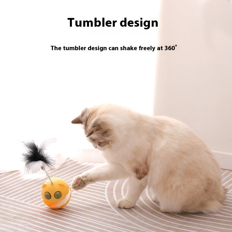 KFX-6624957 Interactive Cat Feather Toy with Roller Track and Catmint for Fun and Engagement