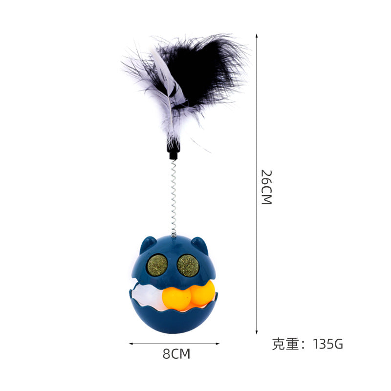 KFX-6624957 Interactive Cat Feather Toy with Roller Track and Catmint for Fun and Engagement