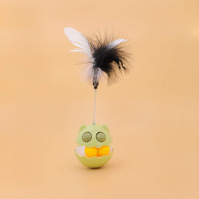 KFX-6624957 Interactive Cat Feather Toy with Roller Track and Catmint for Fun and Engagement