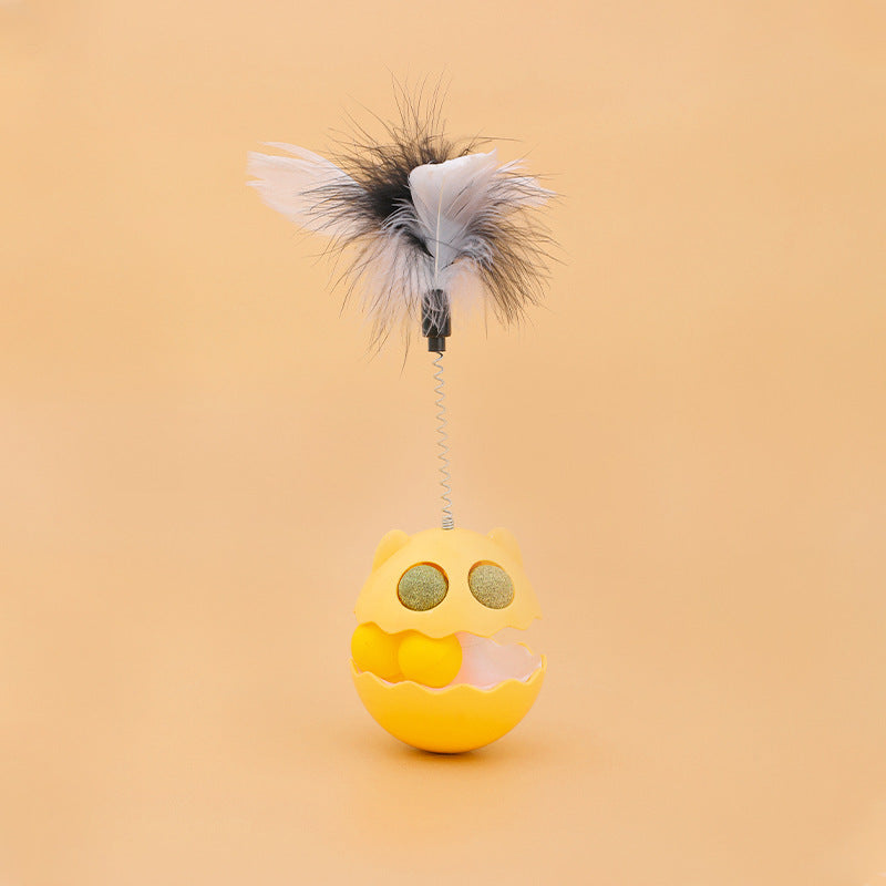 KFX-6624957 Interactive Cat Feather Toy with Roller Track and Catmint for Fun and Engagement