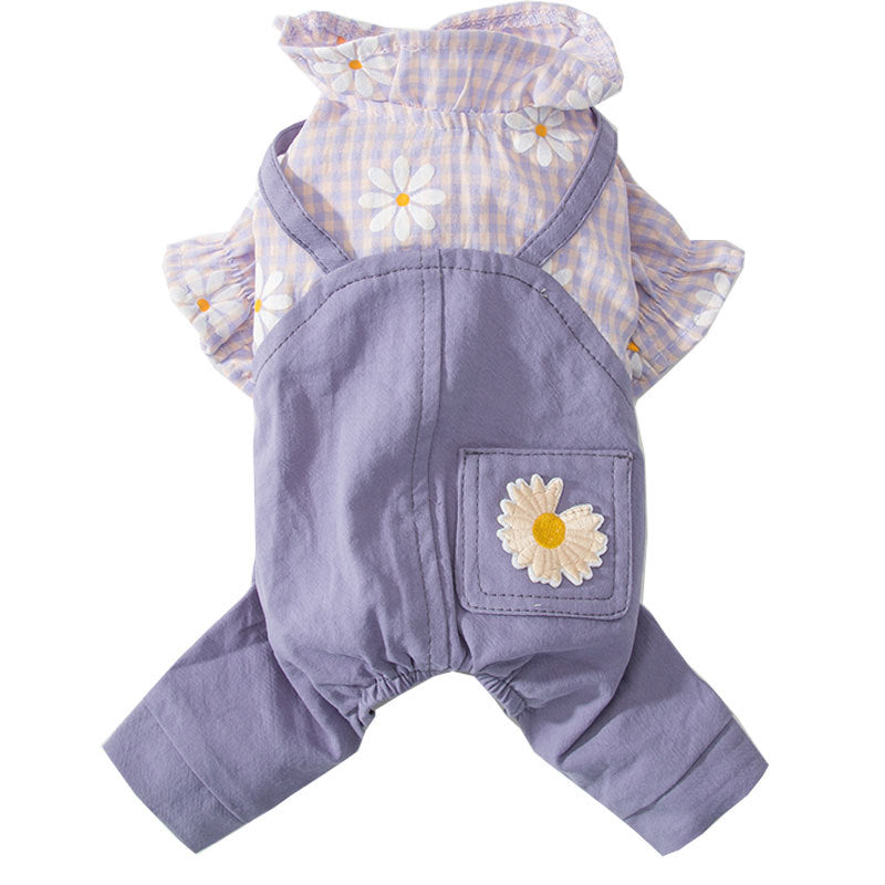 KFX-6626493 Purple Checkered Strap Pants for Dogs - Comfortable Fit for Small to XXL Sizes