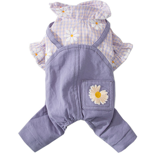 KFX-6626493 Purple Checkered Strap Pants for Dogs - Comfortable Fit for Small to XXL Sizes