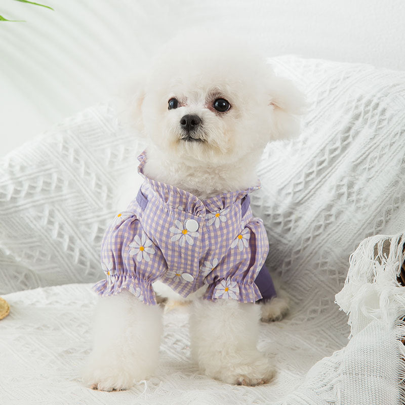 KFX-6626493 Purple Checkered Strap Pants for Dogs - Comfortable Fit for Small to XXL Sizes
