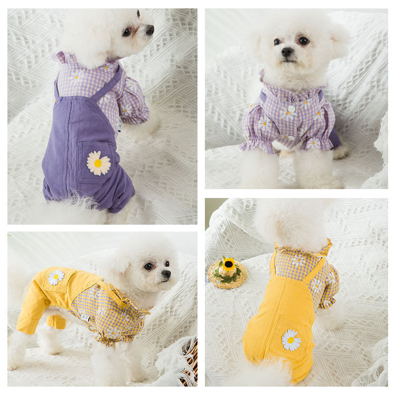 KFX-6626493 Purple Checkered Strap Pants for Dogs - Comfortable Fit for Small to XXL Sizes