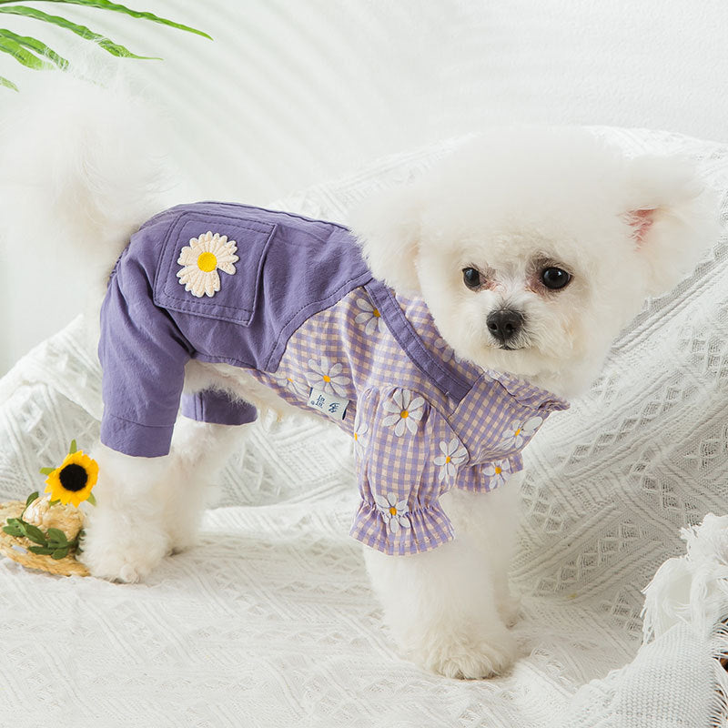 KFX-6626493 Purple Checkered Strap Pants for Dogs - Comfortable Fit for Small to XXL Sizes