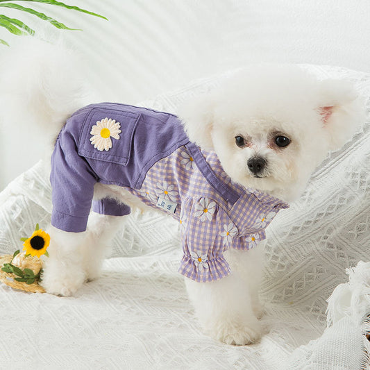 KFX-6626493 Purple Checkered Strap Pants for Dogs - Comfortable Fit for Small to XXL Sizes