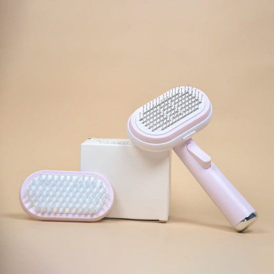KFX-6631485 Pet Hair Removal Steel Needle Comb and Bath Brush in Blue and Pink