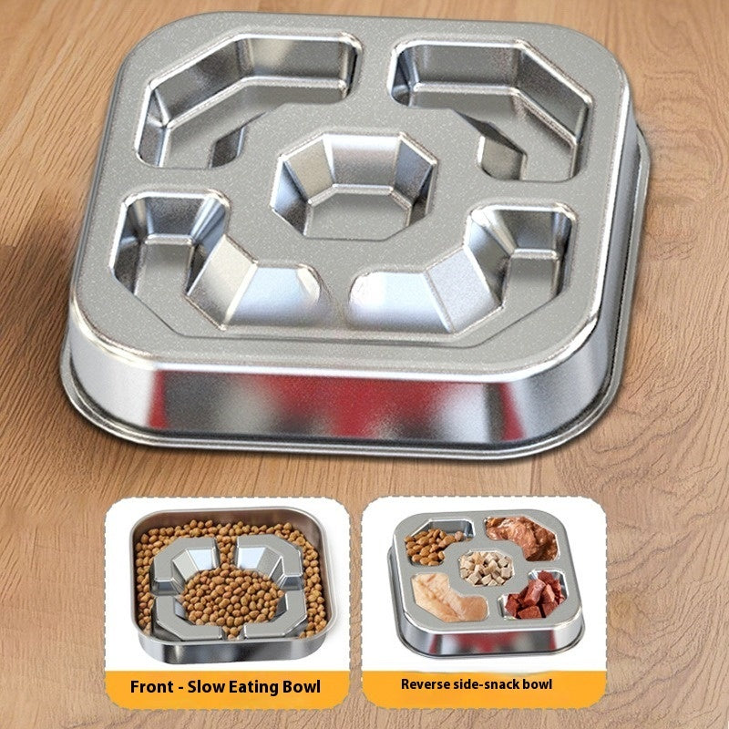 KFX-6631869 Square Stainless Steel Slow Feeding Bowl for Pets