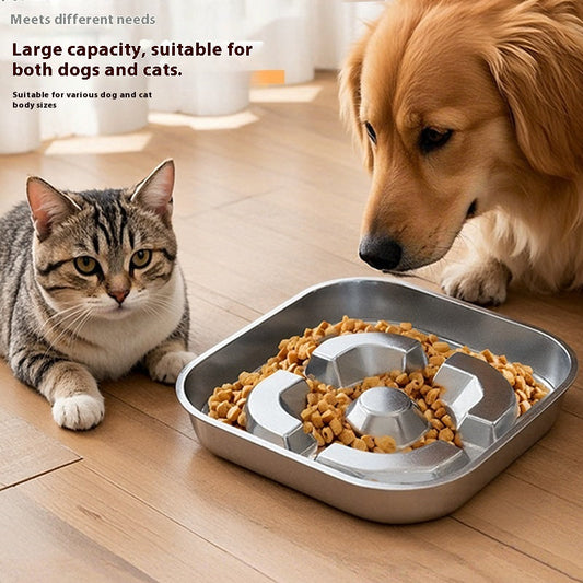 KFX-6631869 Square Stainless Steel Slow Feeding Bowl for Pets