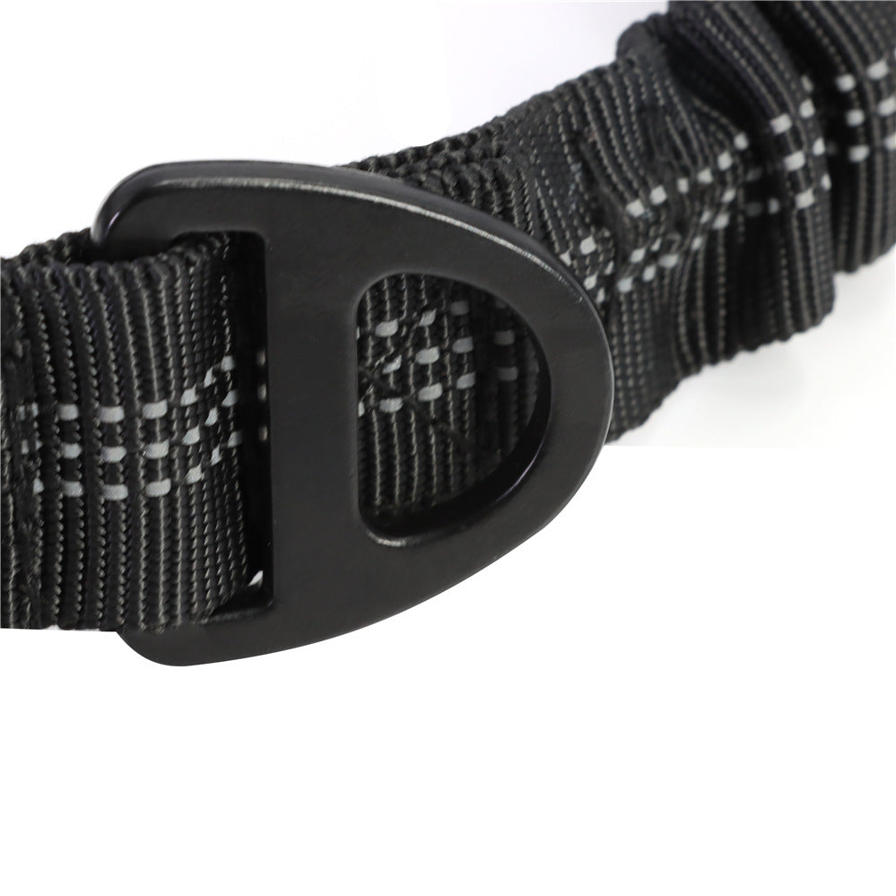 KFX-6633149 Adjustable Bungee Dog Leash with Reflective Stitches for Large and Medium Dogs, 4-6 Feet Length, Includes Car Seatbelt Clip