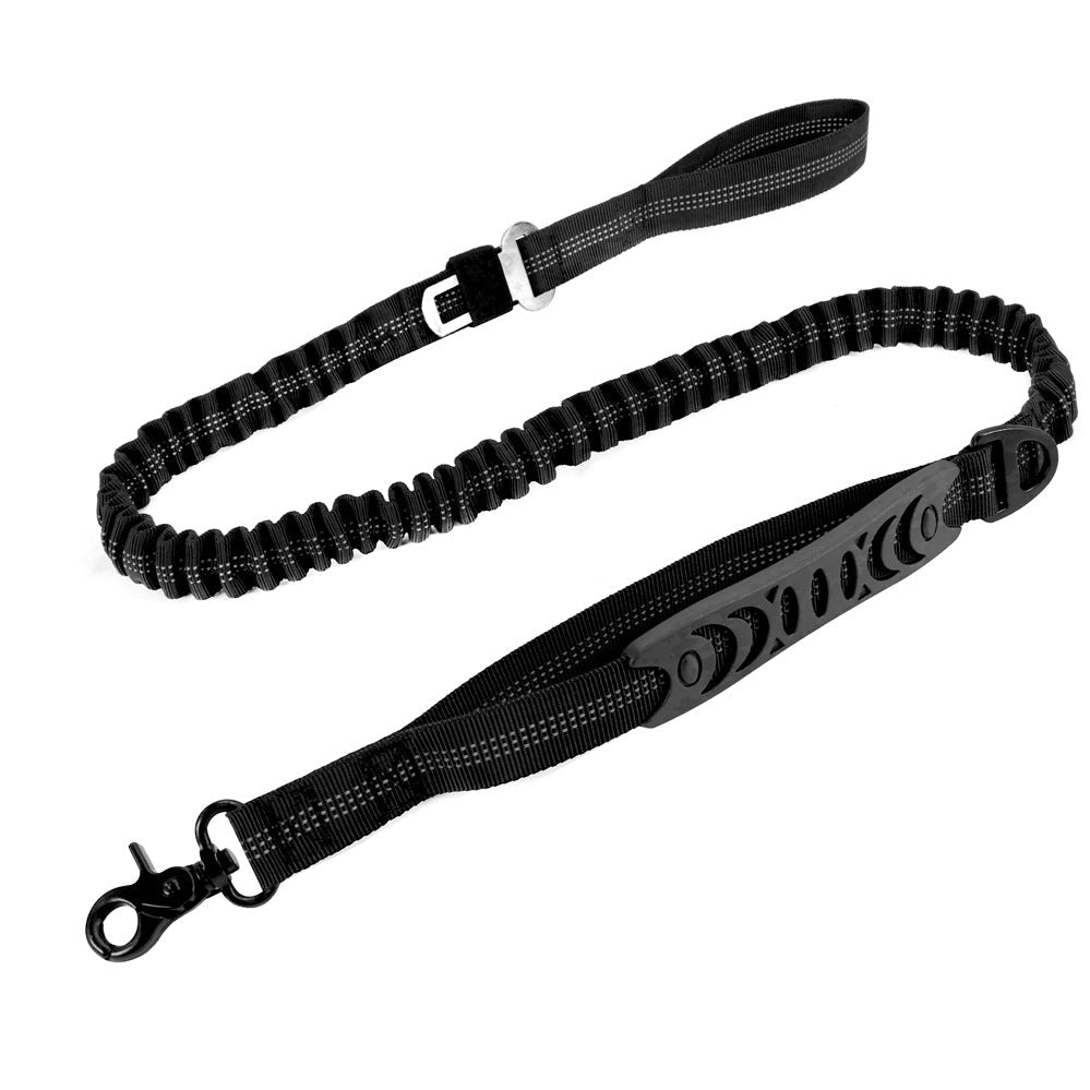 KFX-6633149 Adjustable Bungee Dog Leash with Reflective Stitches for Large and Medium Dogs, 4-6 Feet Length, Includes Car Seatbelt Clip