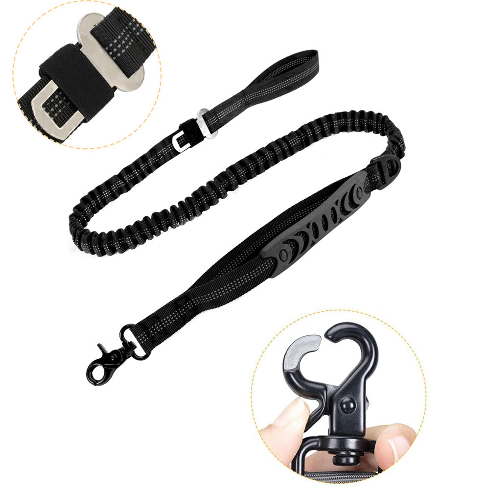 KFX-6633149 Adjustable Bungee Dog Leash with Reflective Stitches for Large and Medium Dogs, 4-6 Feet Length, Includes Car Seatbelt Clip