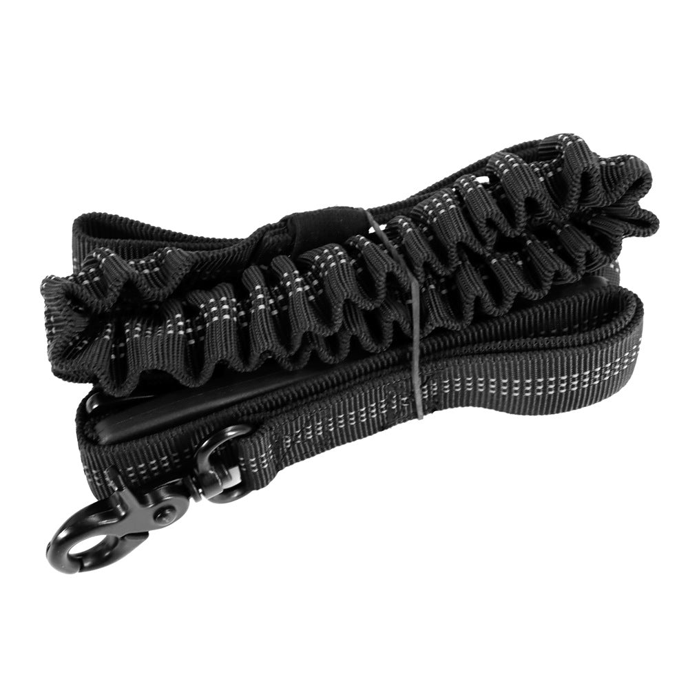 KFX-6633149 Adjustable Bungee Dog Leash with Reflective Stitches for Large and Medium Dogs, 4-6 Feet Length, Includes Car Seatbelt Clip