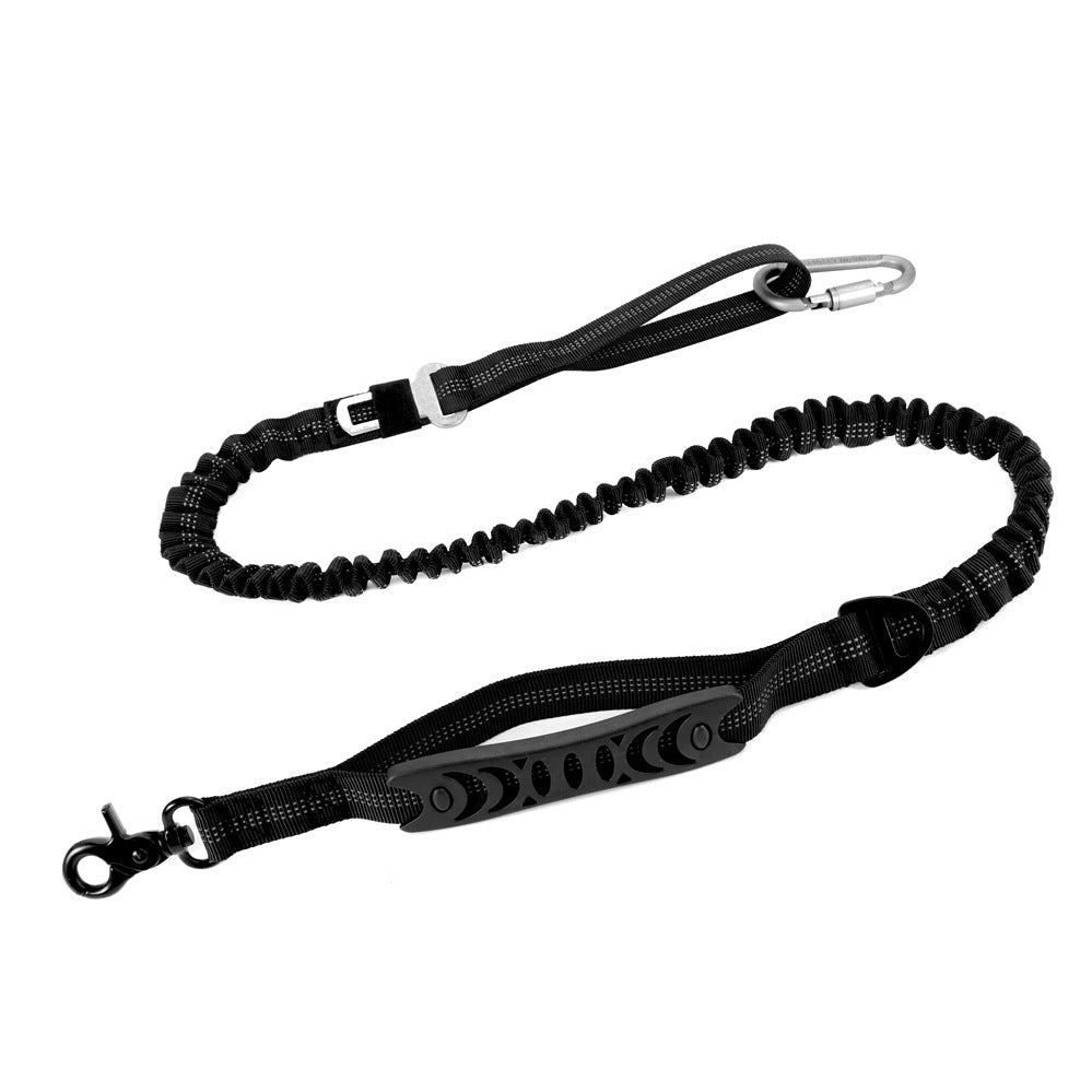 KFX-6633149 Adjustable Bungee Dog Leash with Reflective Stitches for Large and Medium Dogs, 4-6 Feet Length, Includes Car Seatbelt Clip