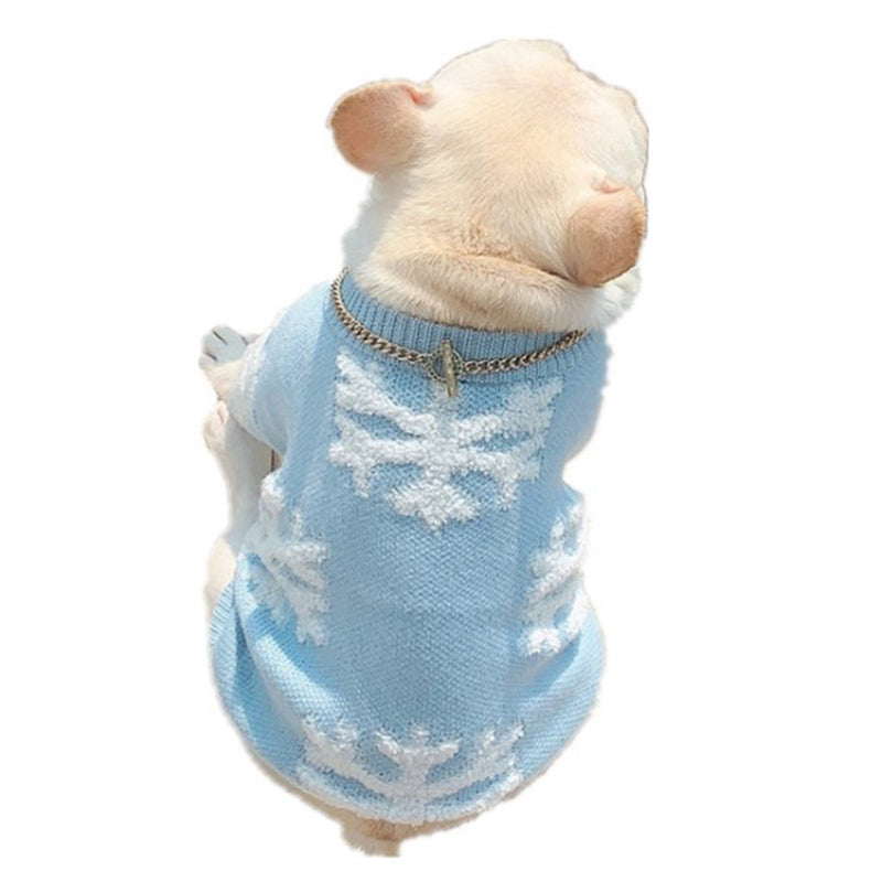 KFX-6633661 Cozy Wool Bichon & Cat Sweater for Autumn and Winter with Snowflake Print