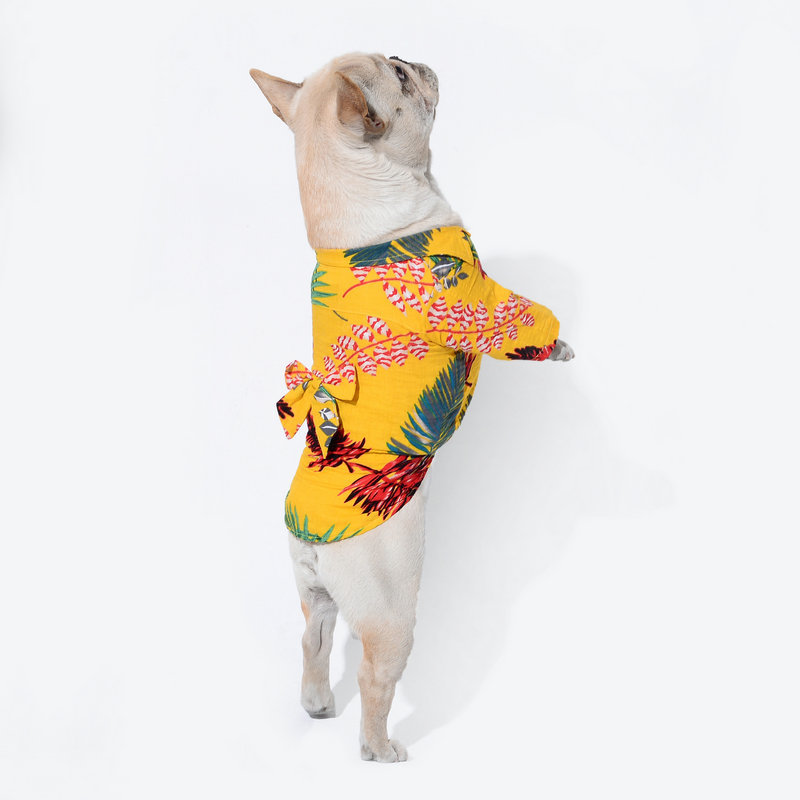 KFX-6634045 Casual Cotton Dog Shirt in Black, White, and Yellow - Various Sizes Available