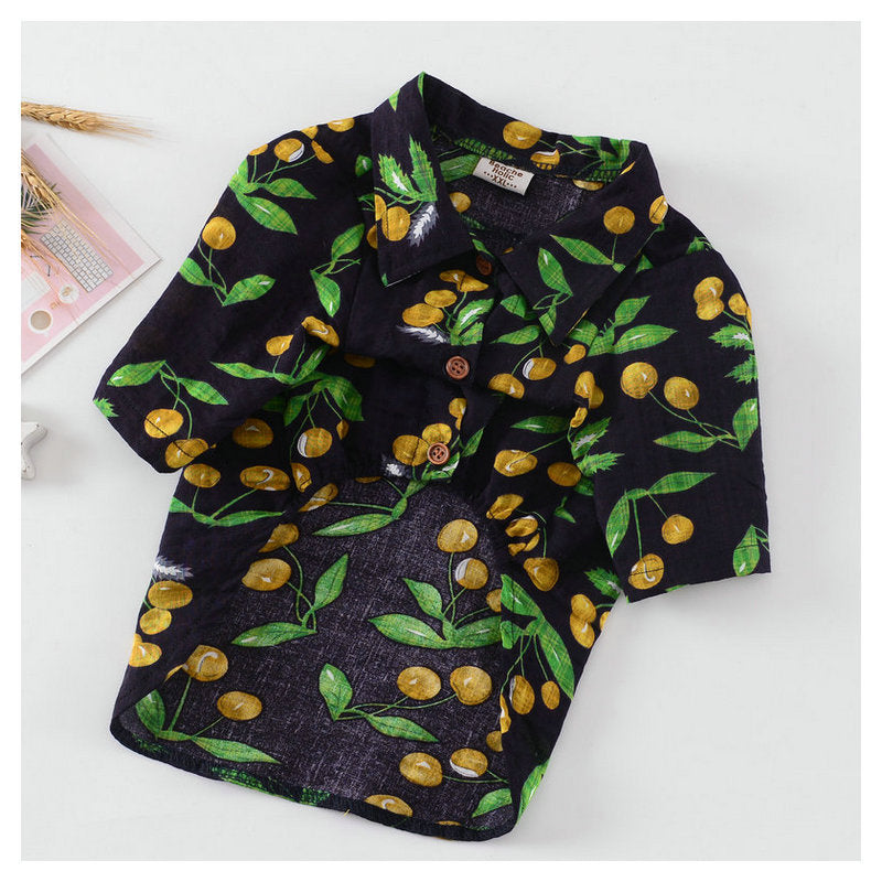 KFX-6634045 Casual Cotton Dog Shirt in Black, White, and Yellow - Various Sizes Available