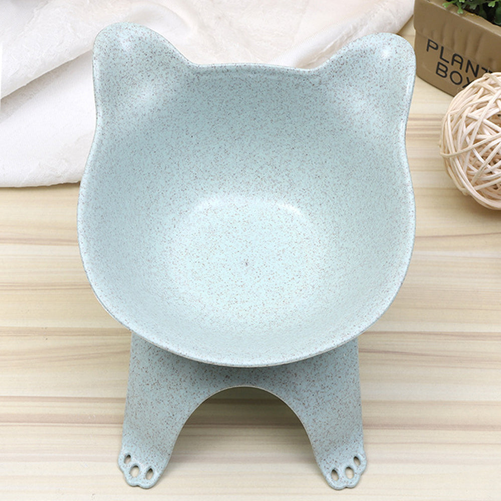 KFX-6635837 Cartoon Cat Ears Cat Paw Design Single Pet Food Bowl - Easy to Clean, Comfortable Eating Angle