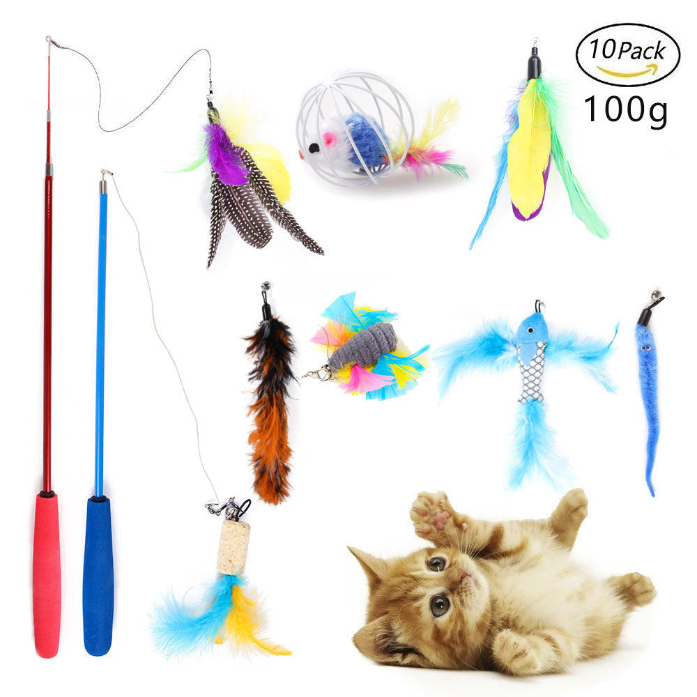 KFX-6636477 Cat Toy Set with 21 Plush Bite Toys and Funny Cat Stick