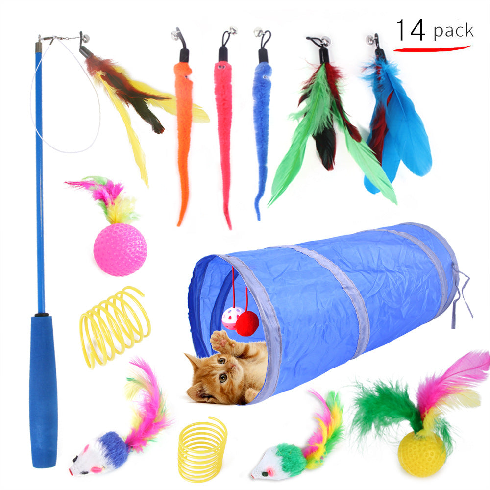 KFX-6636477 Cat Toy Set with 21 Plush Bite Toys and Funny Cat Stick