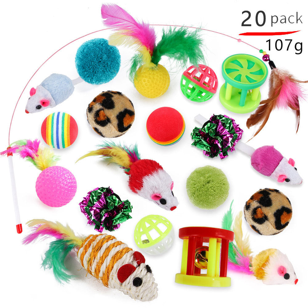 KFX-6636477 Cat Toy Set with 21 Plush Bite Toys and Funny Cat Stick