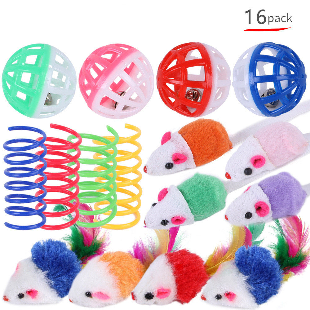 KFX-6636477 Cat Toy Set with 21 Plush Bite Toys and Funny Cat Stick