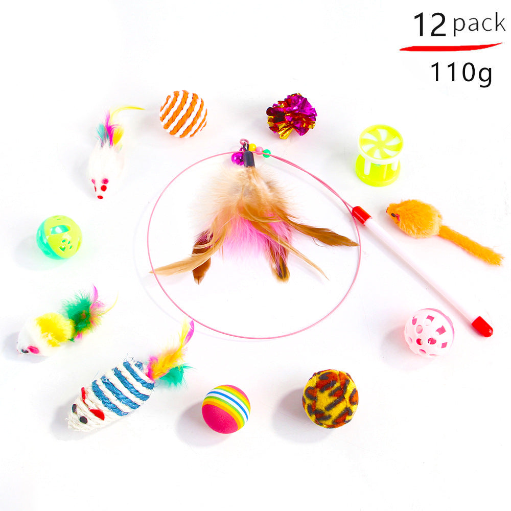 KFX-6636477 Cat Toy Set with 21 Plush Bite Toys and Funny Cat Stick