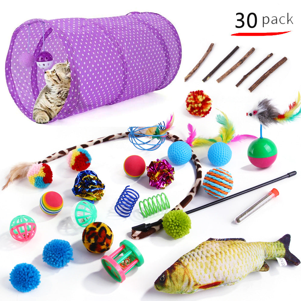 KFX-6636477 Cat Toy Set with 21 Plush Bite Toys and Funny Cat Stick