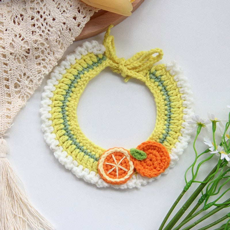 KFX-6637117 Handmade Small Dog Scarf with Embroidery - Colorful Cotton Accessories