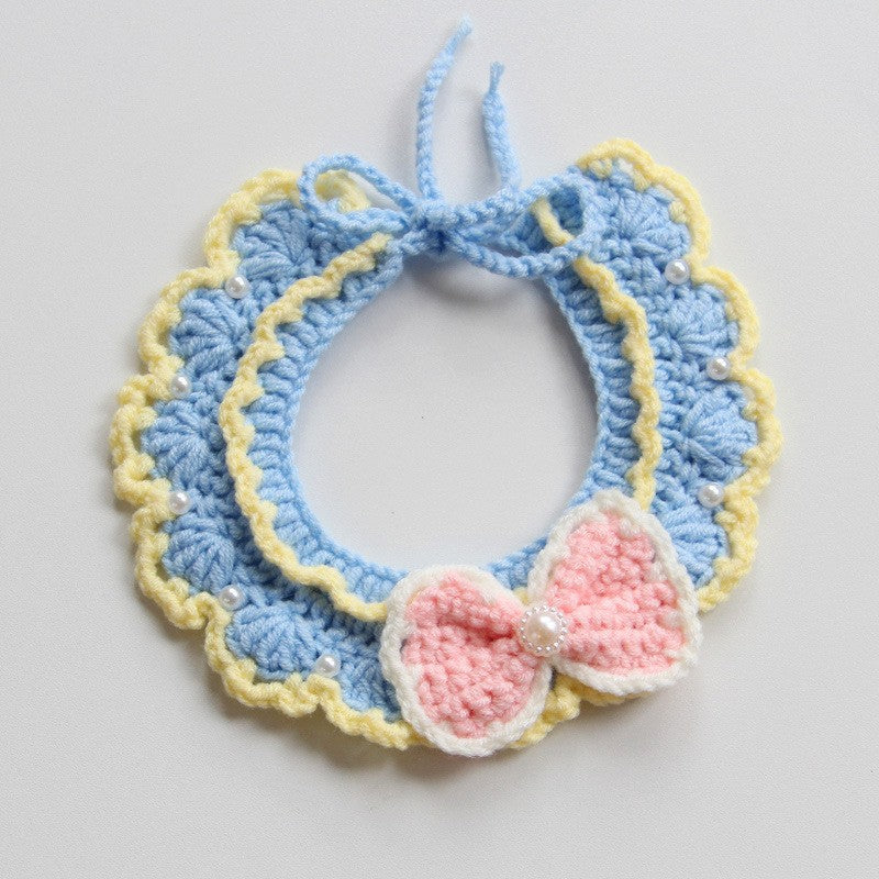 KFX-6637117 Handmade Small Dog Scarf with Embroidery - Colorful Cotton Accessories