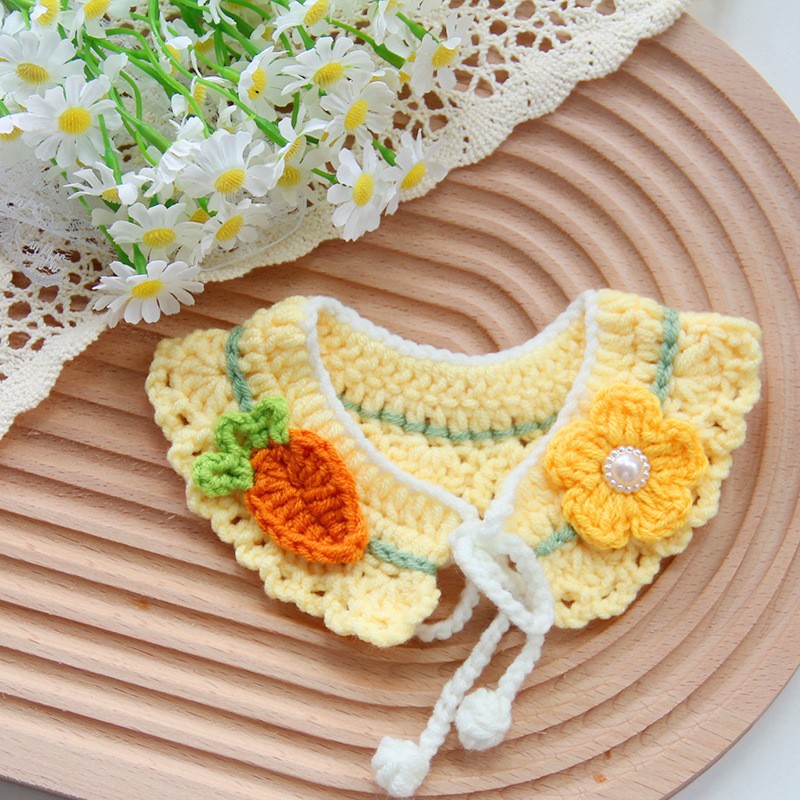 KFX-6637117 Handmade Small Dog Scarf with Embroidery - Colorful Cotton Accessories