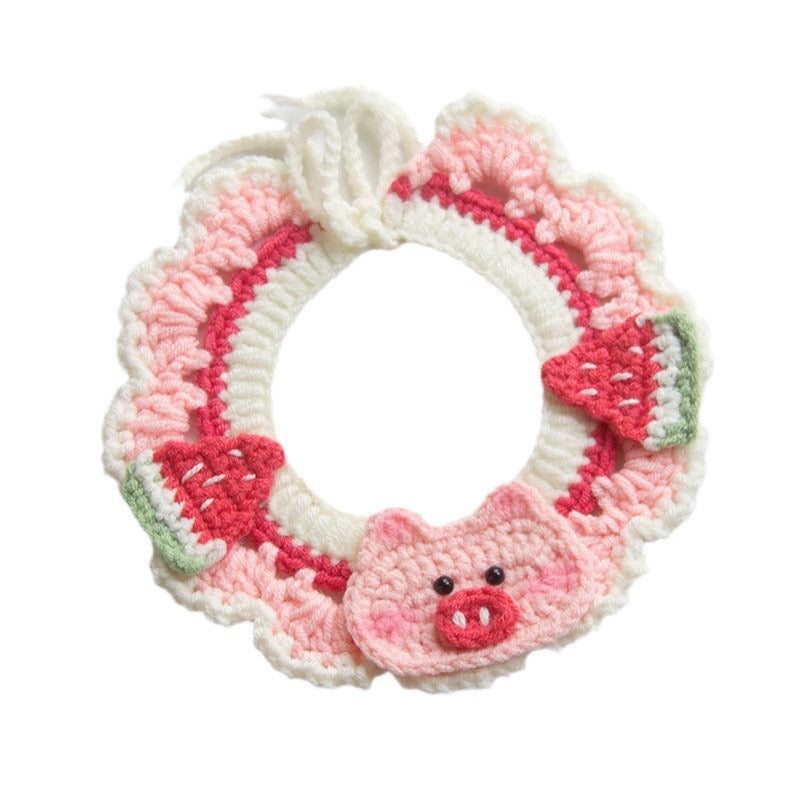 KFX-6637117 Handmade Small Dog Scarf with Embroidery - Colorful Cotton Accessories
