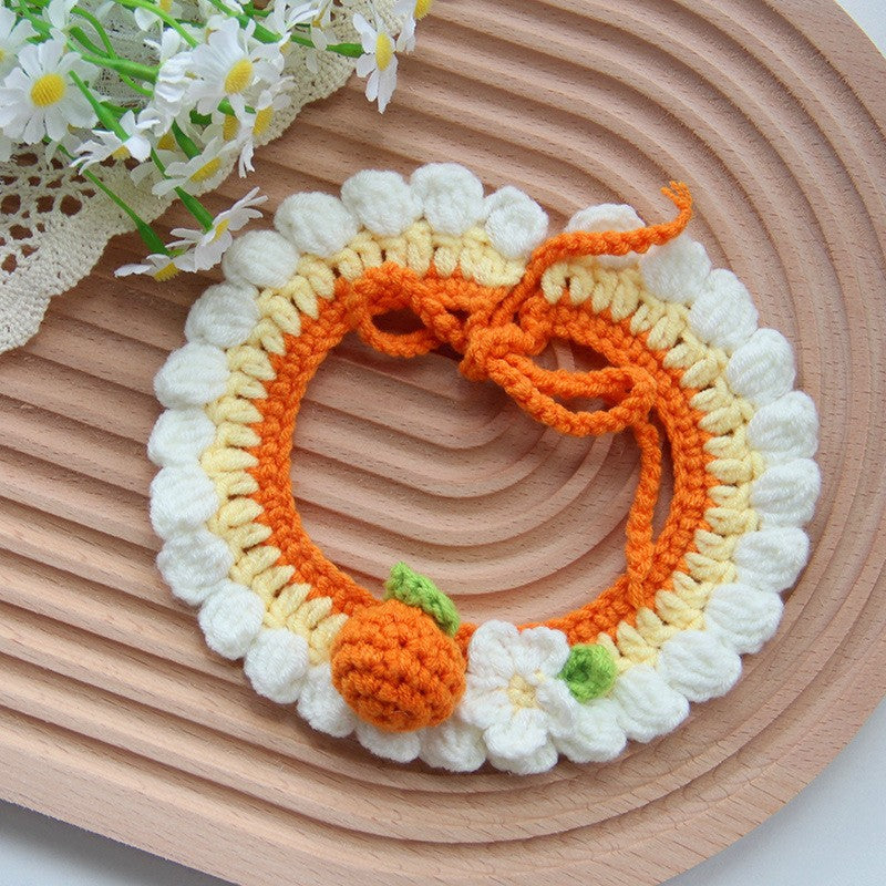 KFX-6637117 Handmade Small Dog Scarf with Embroidery - Colorful Cotton Accessories