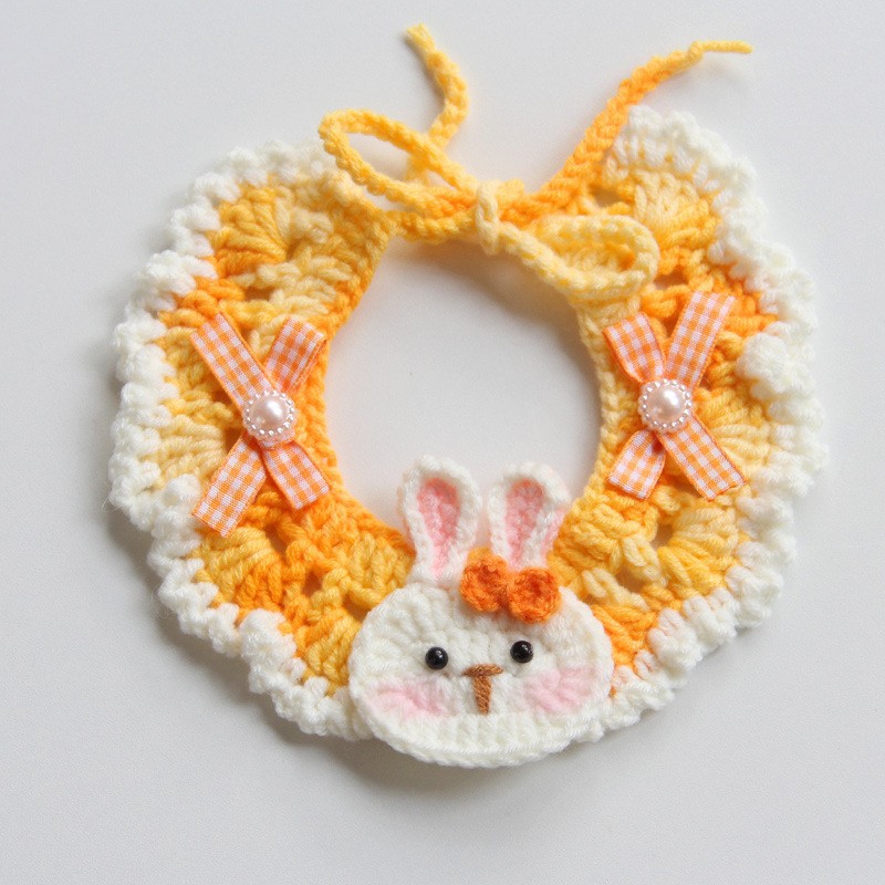 KFX-6637117 Handmade Small Dog Scarf with Embroidery - Colorful Cotton Accessories