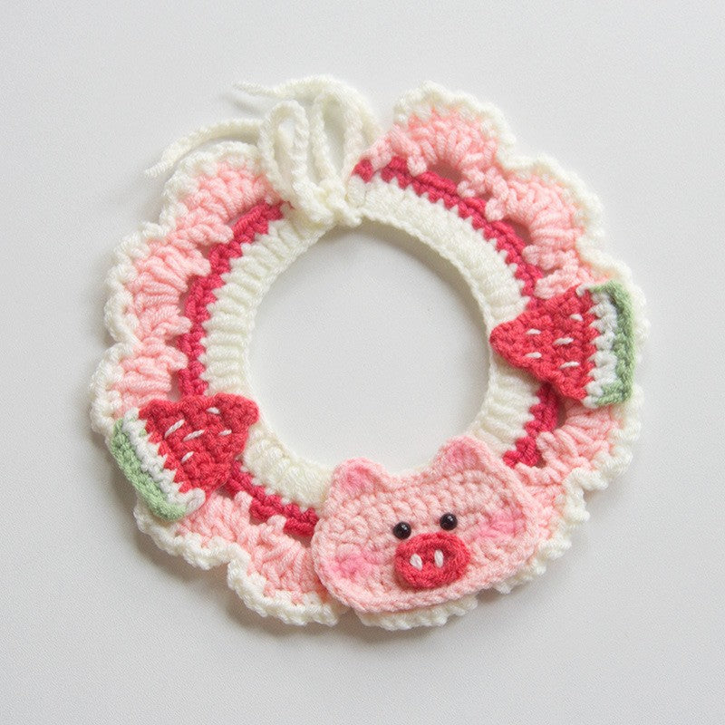 KFX-6637117 Handmade Small Dog Scarf with Embroidery - Colorful Cotton Accessories
