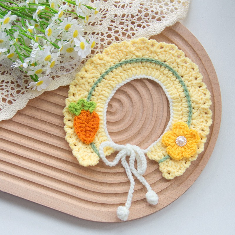 KFX-6637117 Handmade Small Dog Scarf with Embroidery - Colorful Cotton Accessories