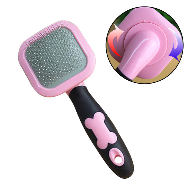 KFX-6637245 Pet Grooming Brush for Dogs and Cats with Comfort Grip, Rotatable Slicker Design, Long and Short Hair Suitable, Blue/Pink
