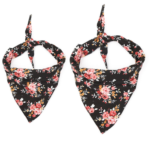 KFX-6638013 Flower Pattern Cotton Triangle Scarf for Dogs – Stylish Saliva Towel Bib